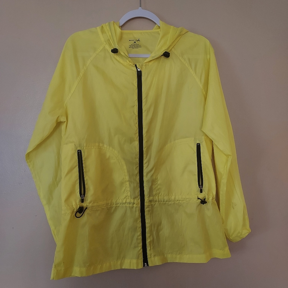 Exertek Large Yellow Front Zip Pockets Adj Waist Toggles Full Zip Jacket